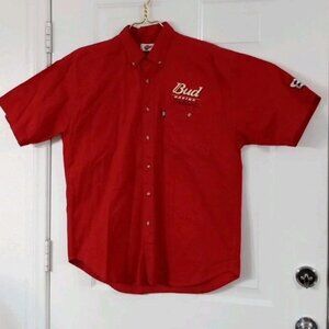 Bud Racing Winner's Circle Dale Earnhardt Jr 8 Mens XL Button Up Shirt Red Twill